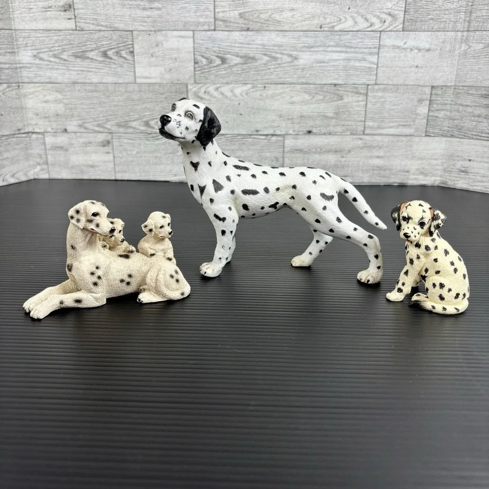 Dalmatian family figurine porcelain puppy dog firemen fireman sculpture Lot of 3